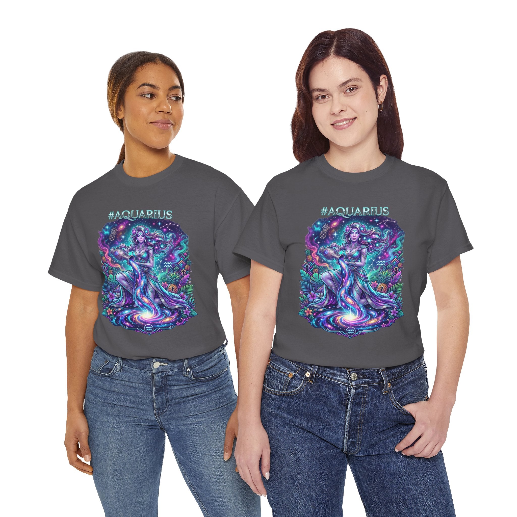 #AQUARIUS Unisex T-Shirt | Soft Lightweight 100% Combed Ring-Spun Cotton Tee with Cosmic Art Print