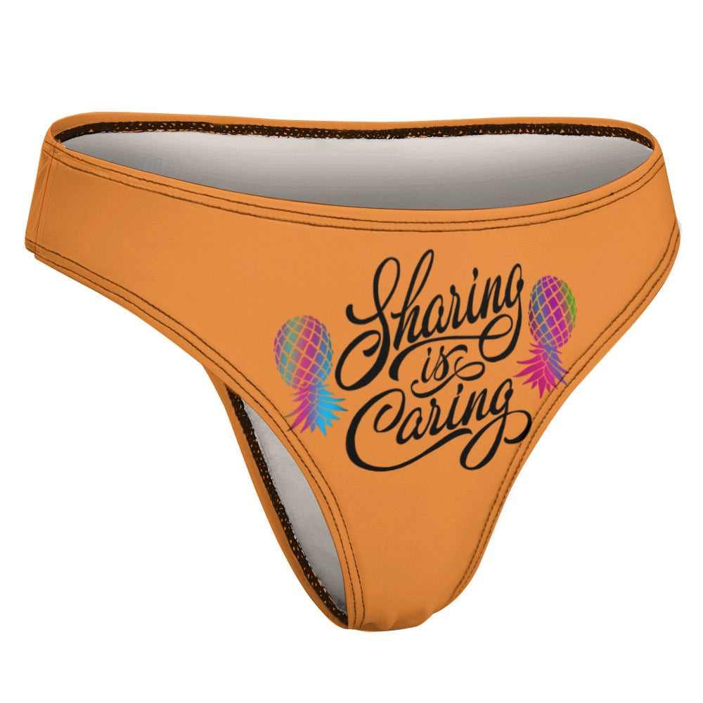 "Sharing is Caring" Women's Sexy Thong | Soft Polyester Spandex Lingerie