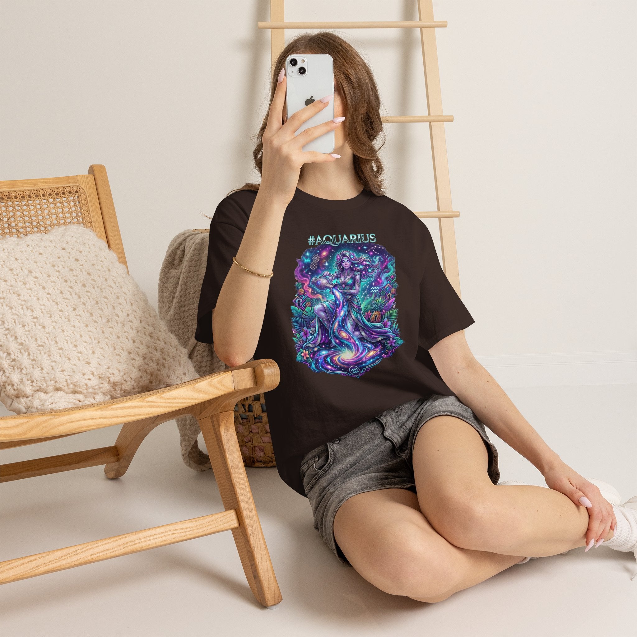 #AQUARIUS Unisex T-Shirt | Soft Lightweight 100% Combed Ring-Spun Cotton Tee with Cosmic Art Print