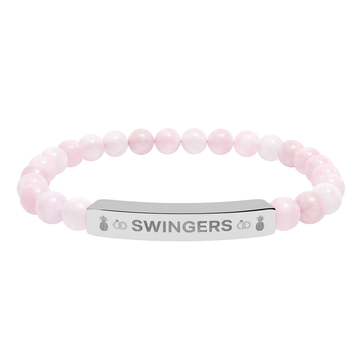 Swingers Engraved Natural Stone Stretch Bracelet | Hypoallergenic 316L Steel Jewelry