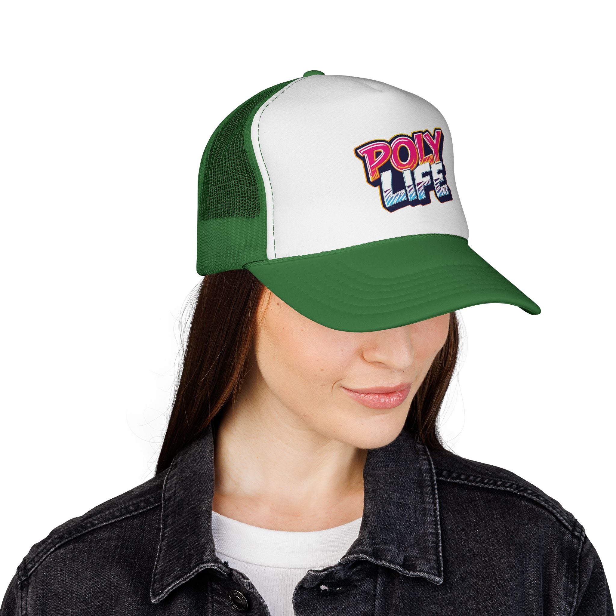 Poly Life Trucker Cap — Retro Surf Logo Mesh Hat