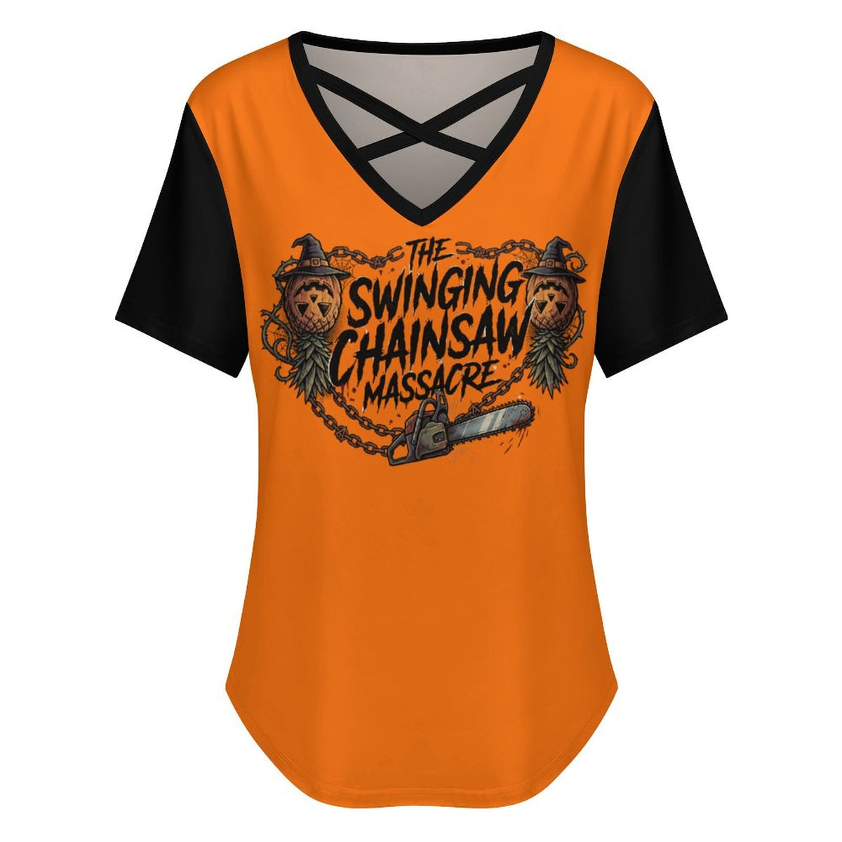 The Swinging Chainsaw Massacre Women's V Neck Short Sleeve T-Shirt