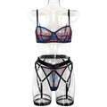 Cross-border Sexy Leopard Print Mesh Women's Lingerie Set