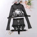 Hollow mesh clothing see through tearing underwear set sexy and seductive lingerie underwear