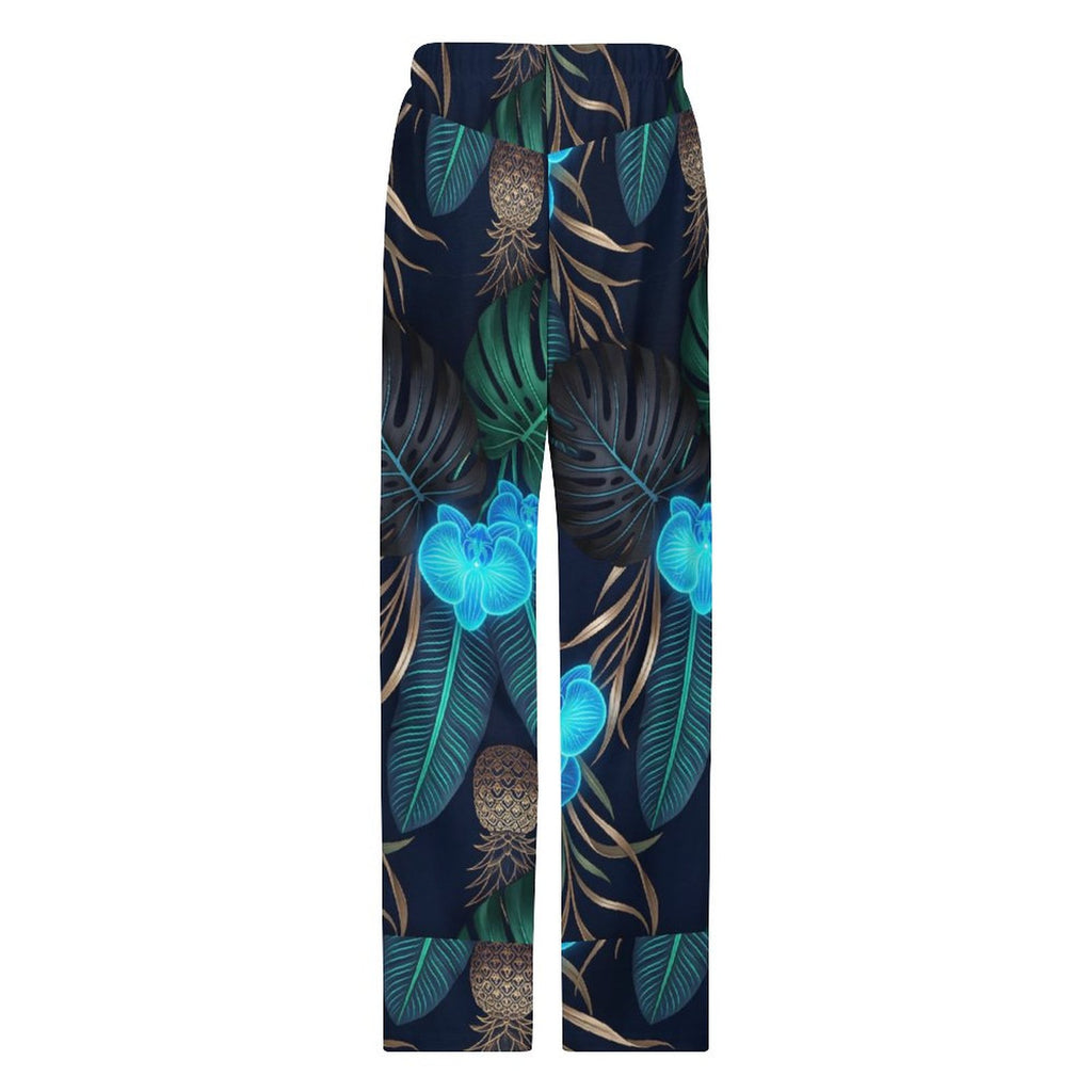 170gsm Faux Cotton Drawstring Women Wide Leg Pajamas Pants(All-Over Printing)