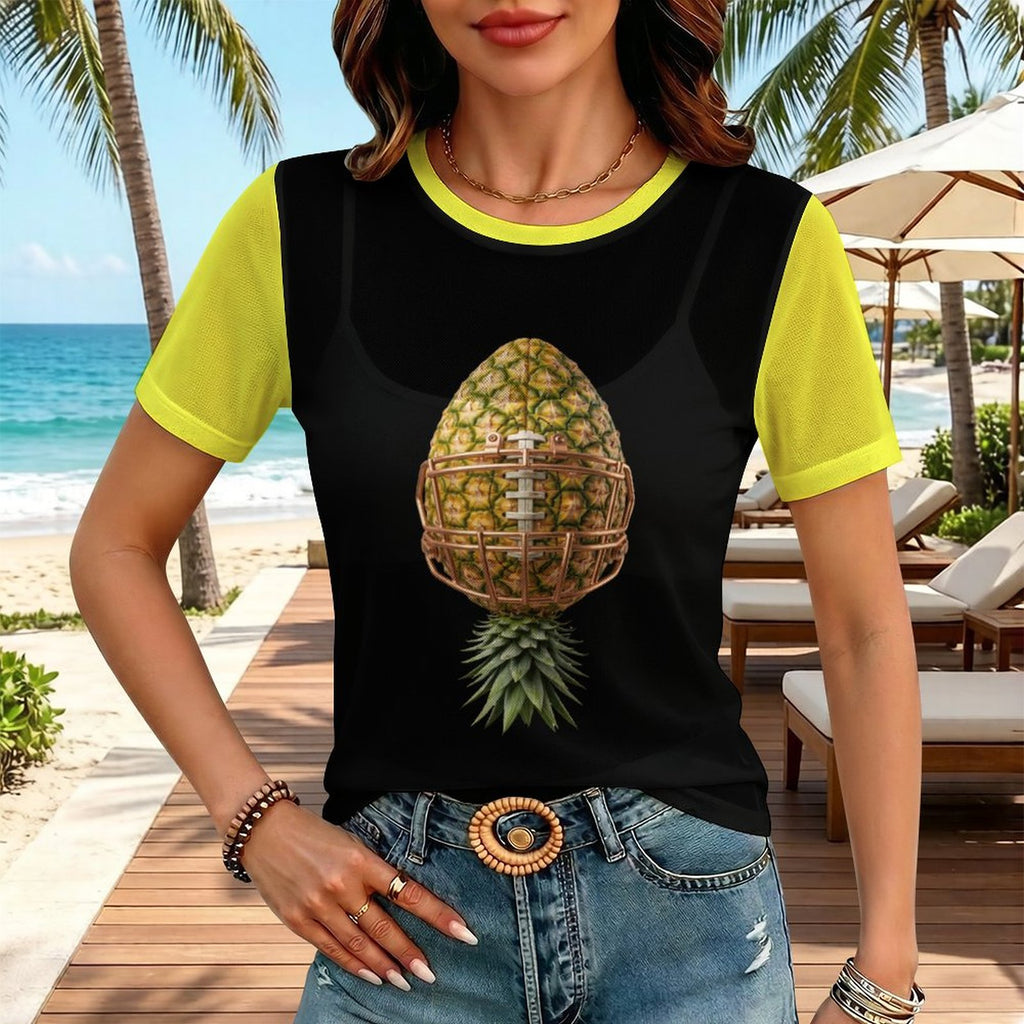 Pineapple Football Short Sleeve Mesh T-Shirt