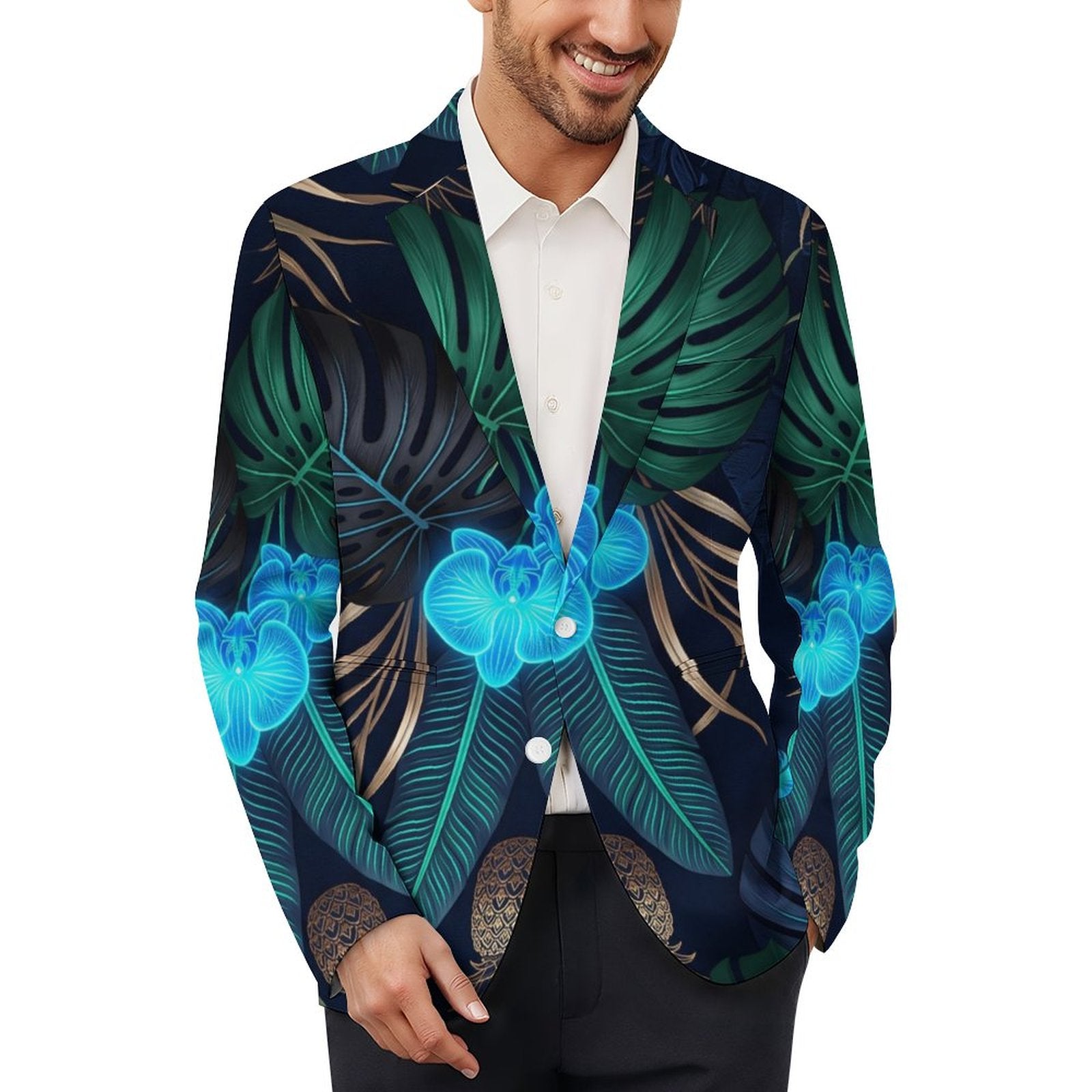 Electric Blue Men’s Casual Blazer | Tailored Sublimated Jacket