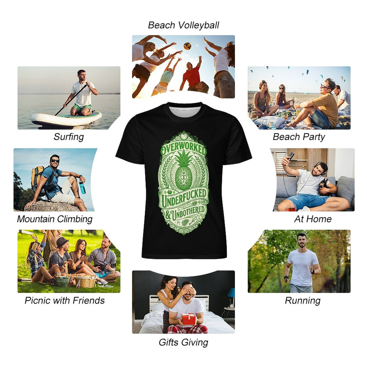Overworked Ice Silk Cooling Short Sleeve Men’s Shirts