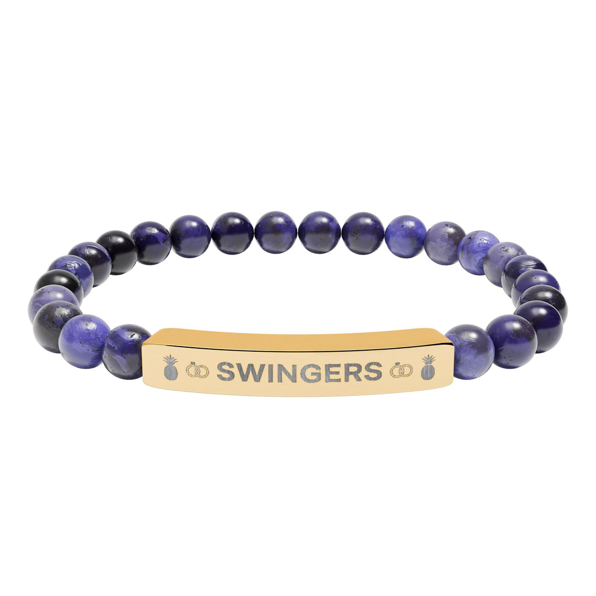 Swingers Engraved Natural Stone Stretch Bracelet | Hypoallergenic 316L Steel Jewelry