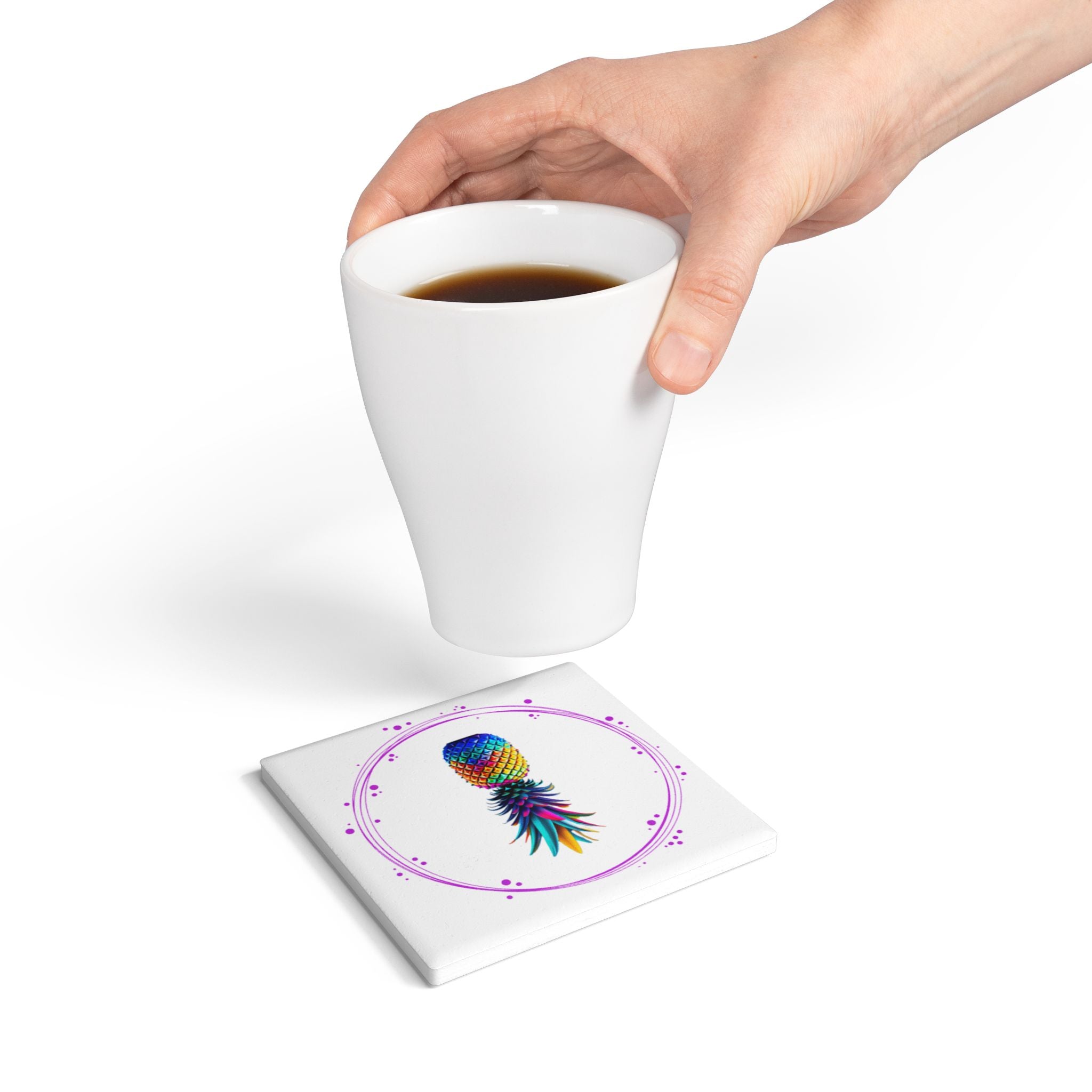 Colorful Pineapple Ceramic Coaster - Tropical Vibe Home Decor