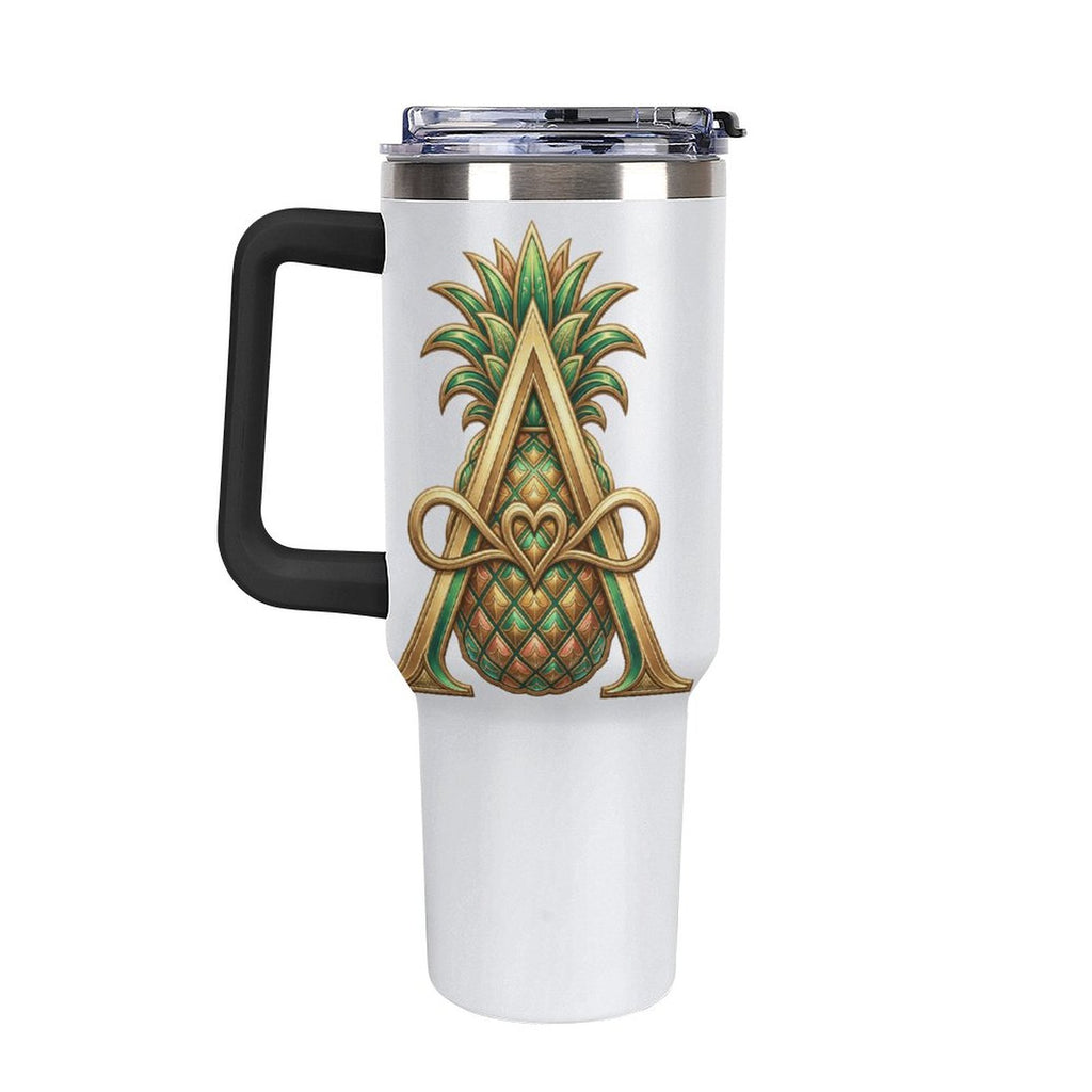 Monogram "A" Insulated Tumbler with Handle and Straw