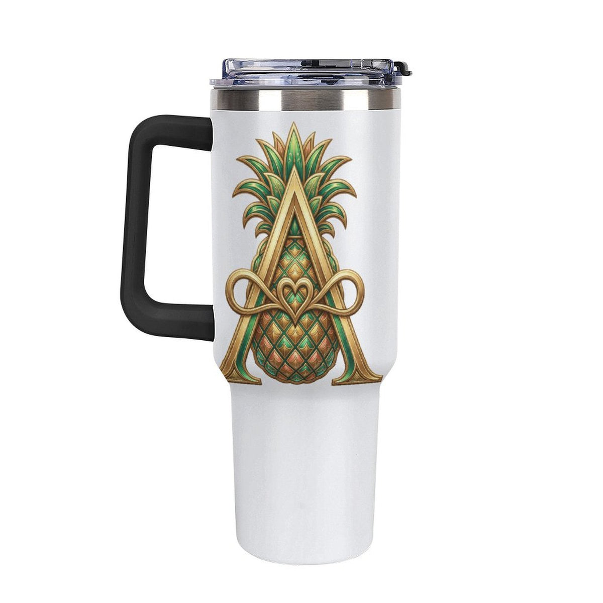 Monogram "A" Insulated Tumbler with Handle and Straw