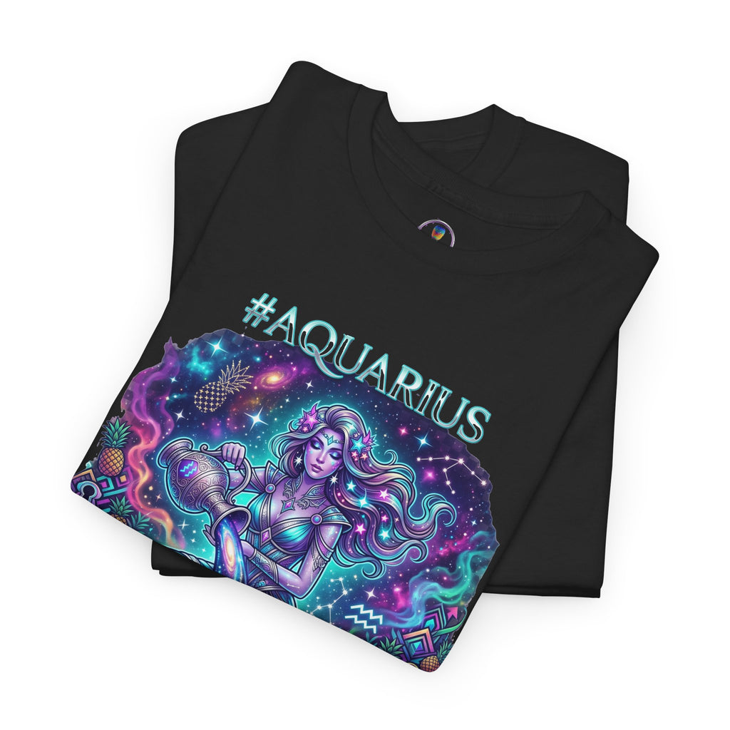 #AQUARIUS Unisex T-Shirt | Soft Lightweight 100% Combed Ring-Spun Cotton Tee with Cosmic Art Print