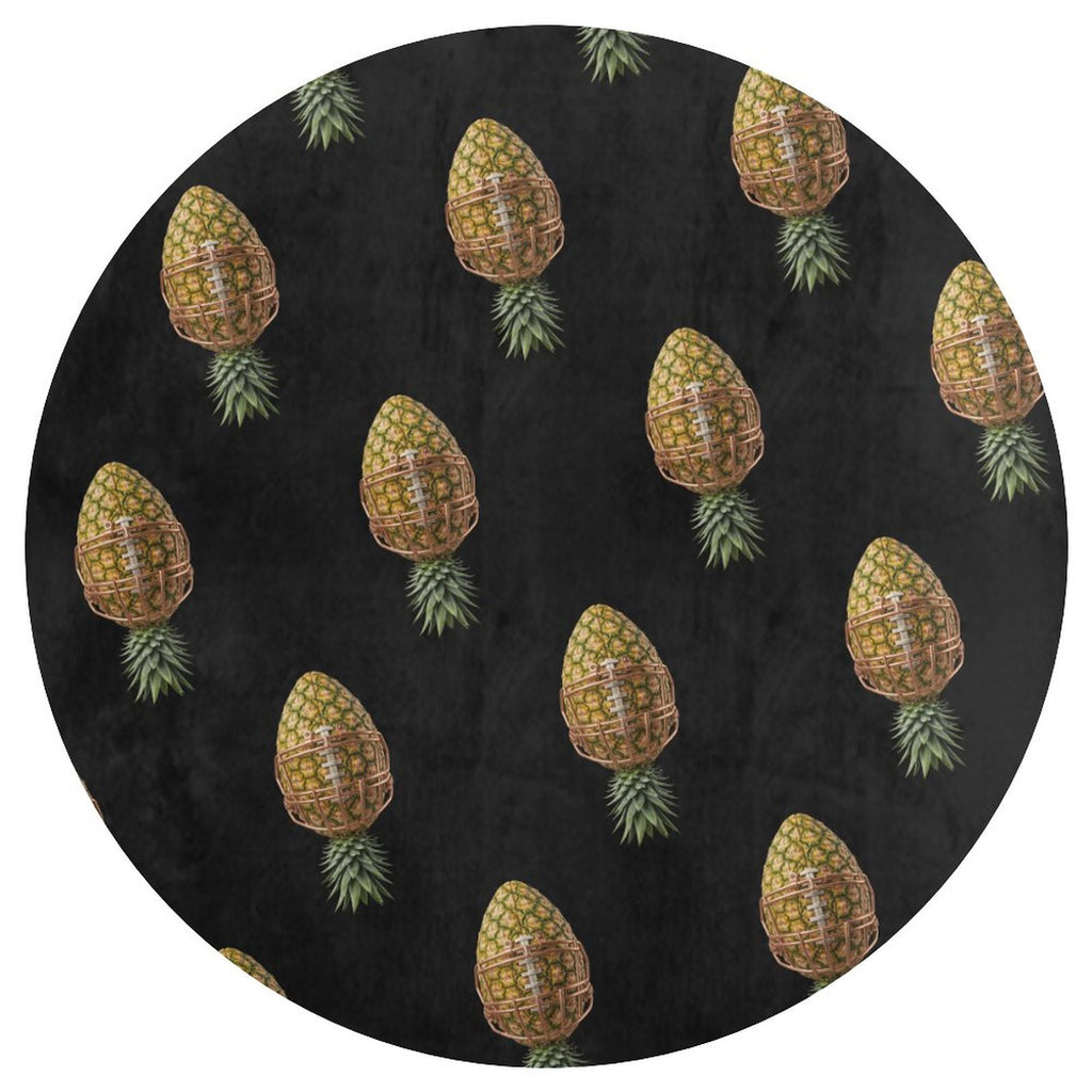 Pineapple Football Round Coral Velvet Warm Floor Mat
