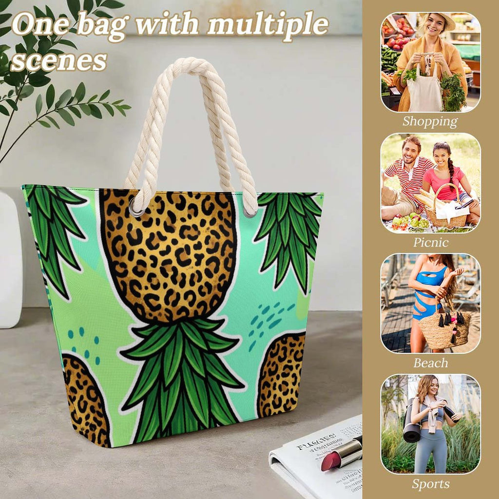 Pineapple Large Jute Tote Bag