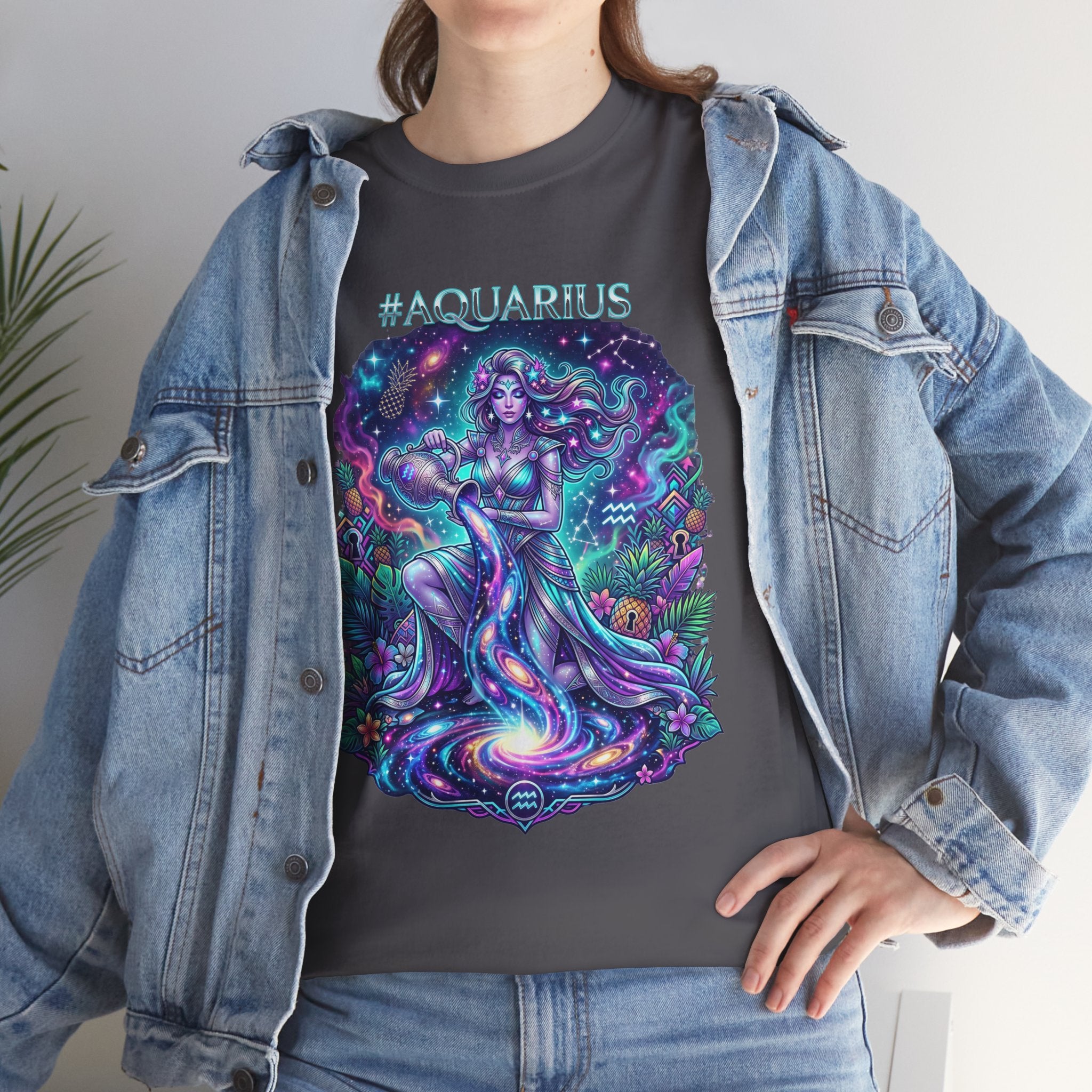#AQUARIUS Unisex T-Shirt | Soft Lightweight 100% Combed Ring-Spun Cotton Tee with Cosmic Art Print