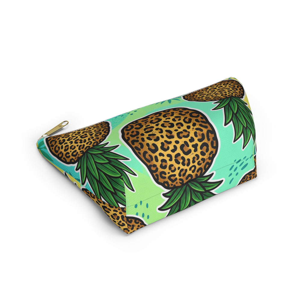 Upside-Down Pineapple Leopard Print Accessory Pouch | T-Bottom Makeup & Travel Organizer Bag