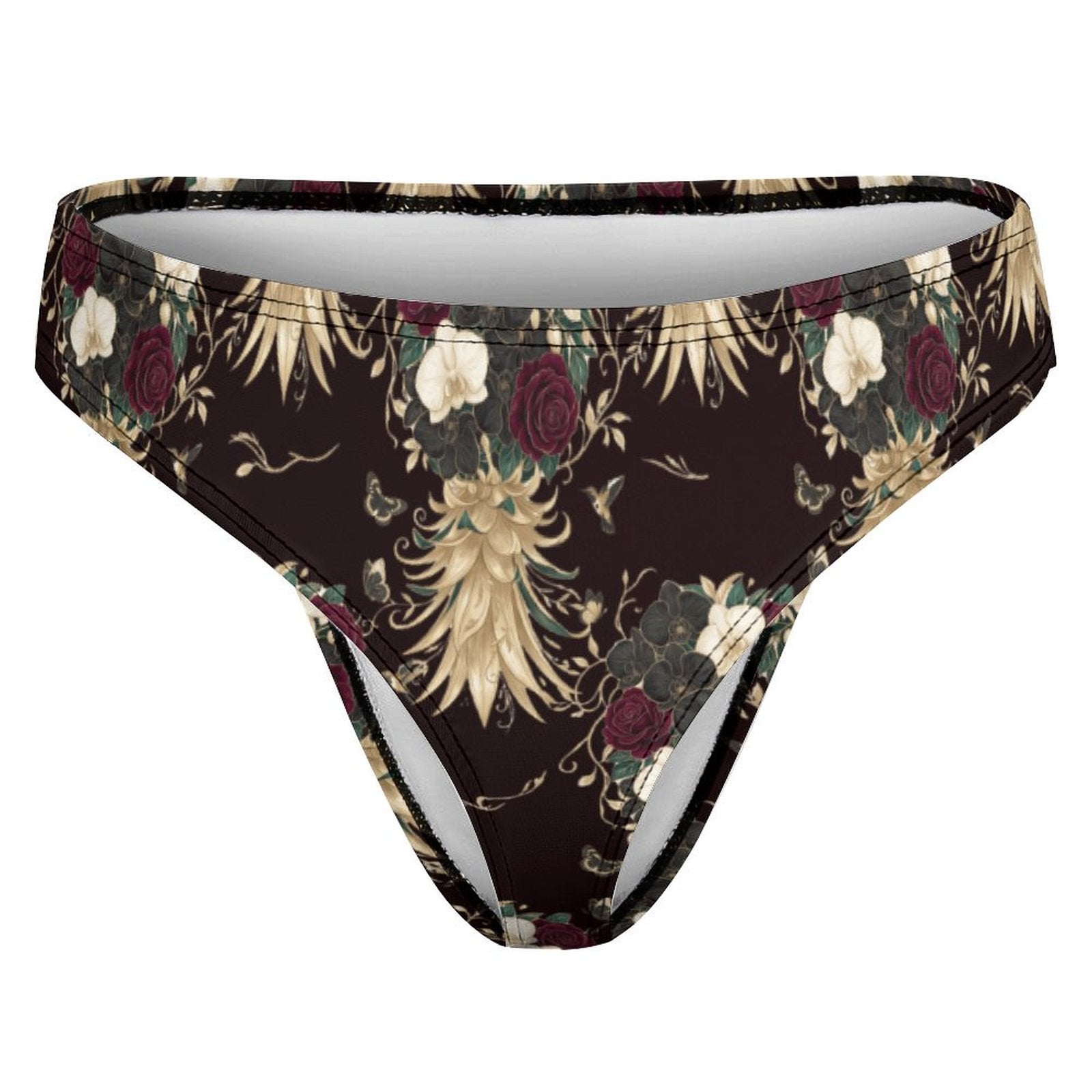 Floral Pineapple Cotton Thong Underwear for Women