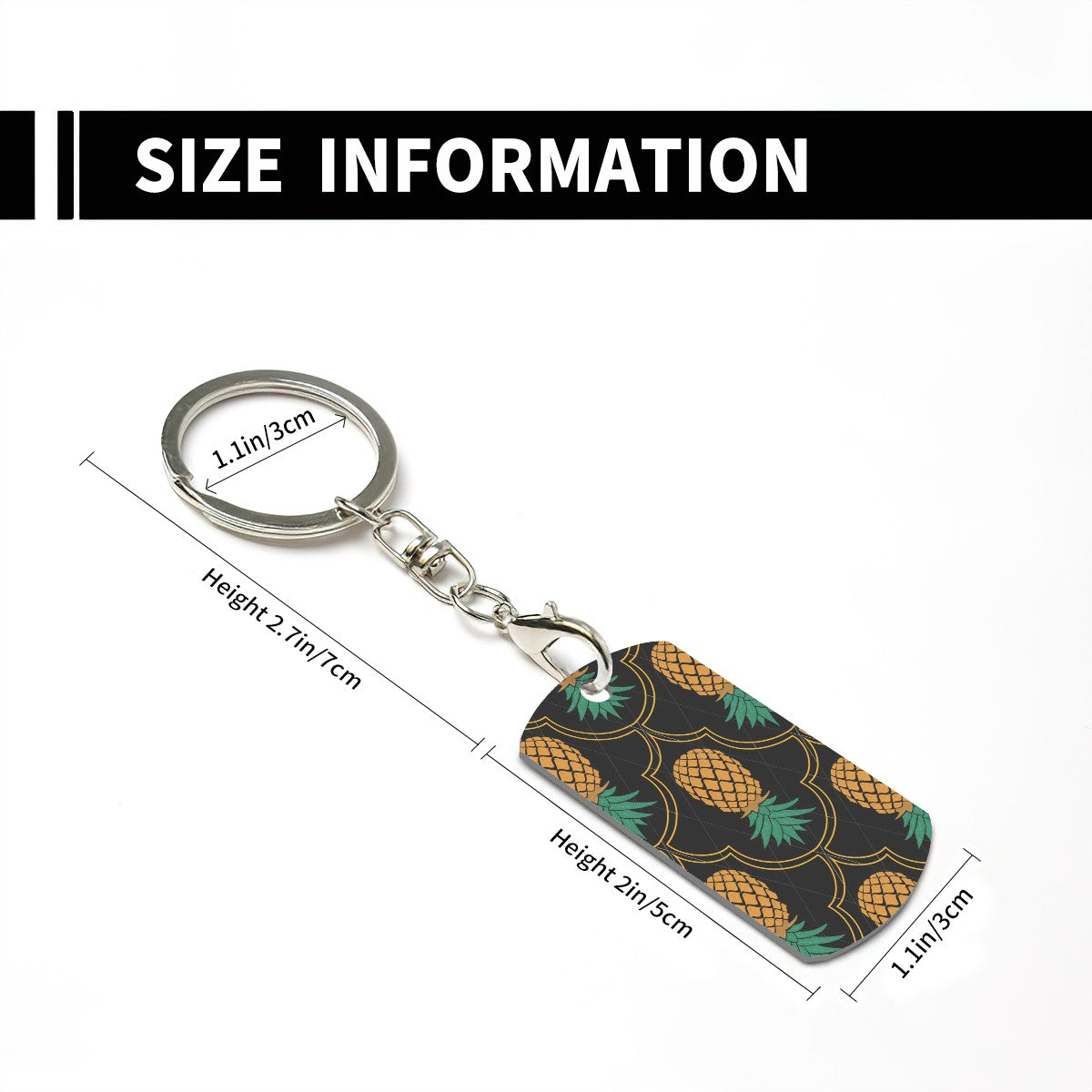 Fancy Upside-Down Pineapple Metal Keychain