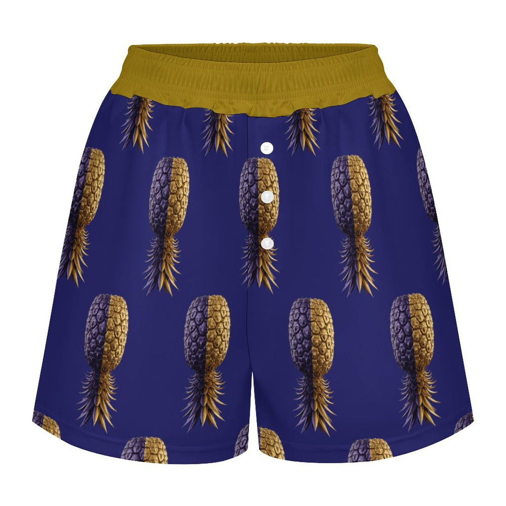 Football Purple & Gold Pineapple Women's Satin Pajama Pants