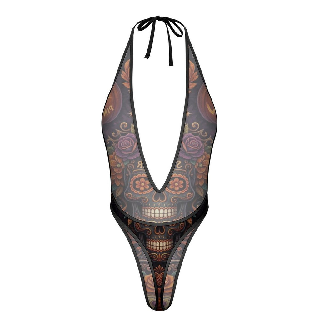 Sexy Swinger Halloween Deep V Teddy Bodysuit | Women’s Mesh Lingerie