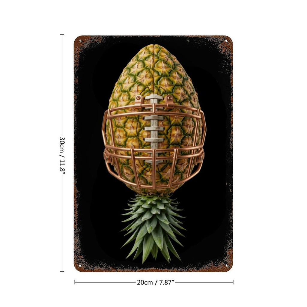 Pineapple Football Rusted Vintage Metal Wall Art Tin Sign-11.8"x7.9"/ 30x20cm