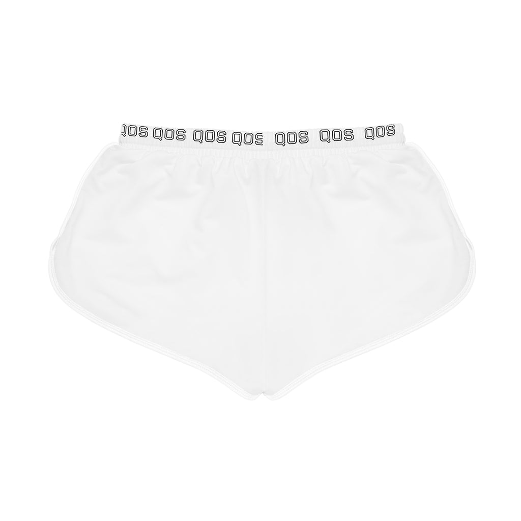 Queen of Spades Athletic Relaxed Shorts — White Lounge Shorts with Q Logo