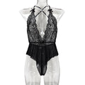 Lace V-neck Sexy Backless Black Bodysuit Teddy