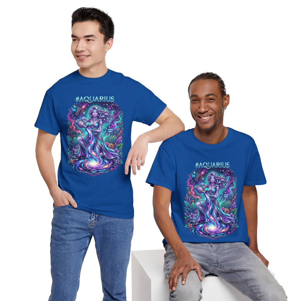 #AQUARIUS Unisex T-Shirt | Soft Lightweight 100% Combed Ring-Spun Cotton Tee with Cosmic Art Print