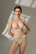 Sexy Lace Underwear  Ultra-thin Embroidered Large Bust Minimizer Push-up Bra Cross-border Bra Set