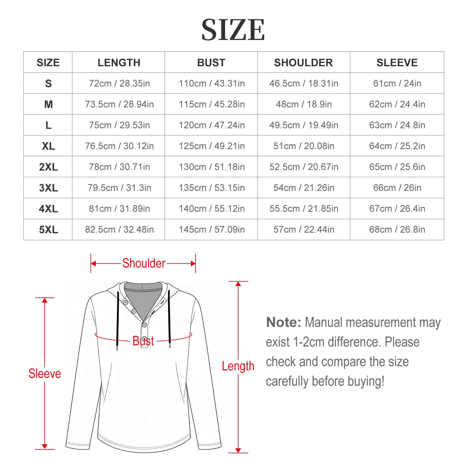 200gsm Men's Button Hooded Sweatshirt(All-Over Printing)