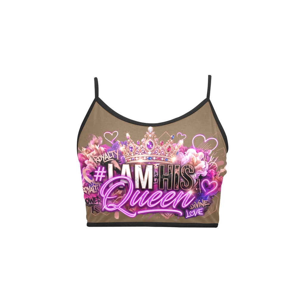 #IAMHISQUEEN Women’s Spaghetti Strap Crop Top – Sexy Stretch Yoga Tank, Lightweight Quick-Dry Fitness Crop Top for Women