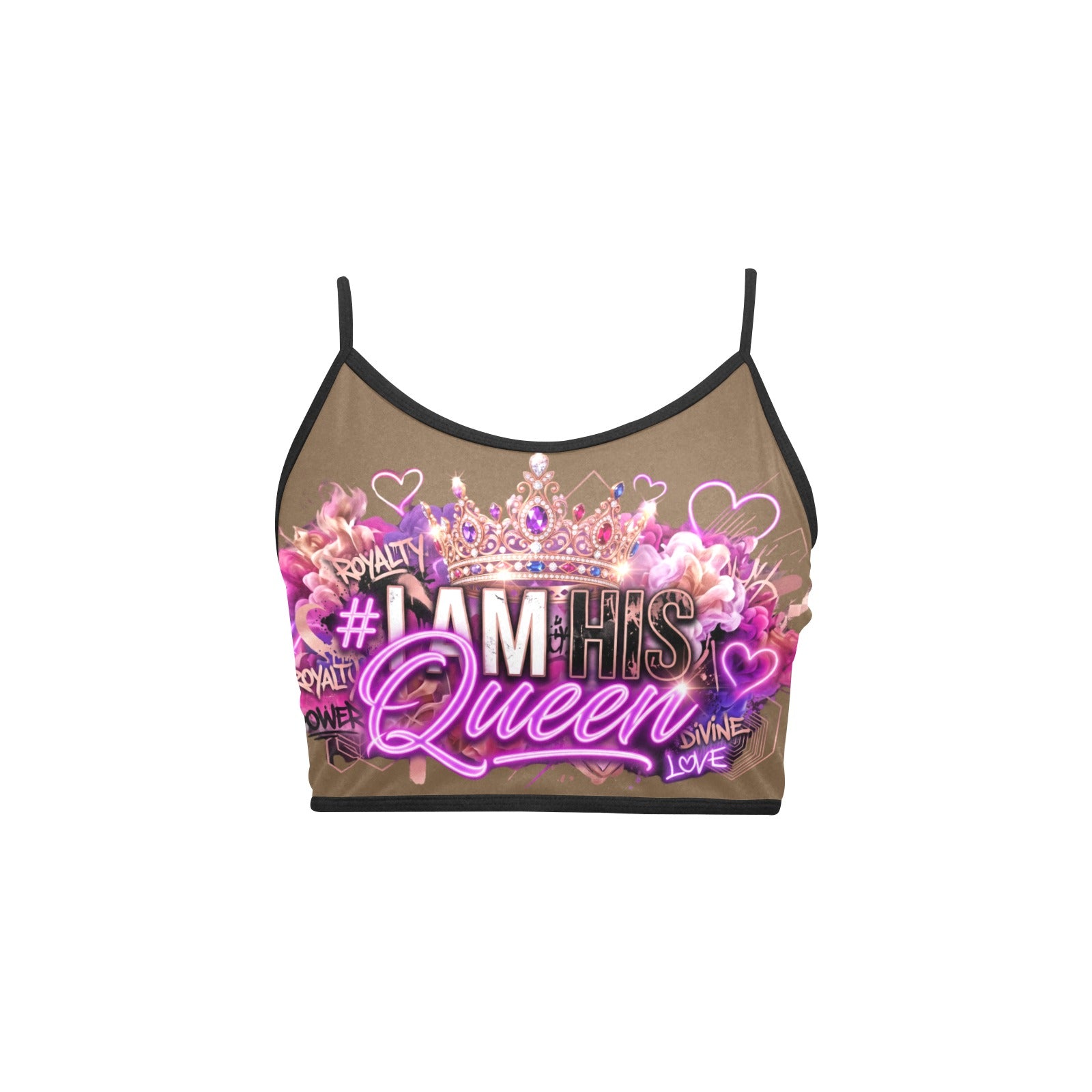 #IAMHISQUEEN Women’s Spaghetti Strap Crop Top – Sexy Stretch Yoga Tank, Lightweight Quick-Dry Fitness Crop Top for Women