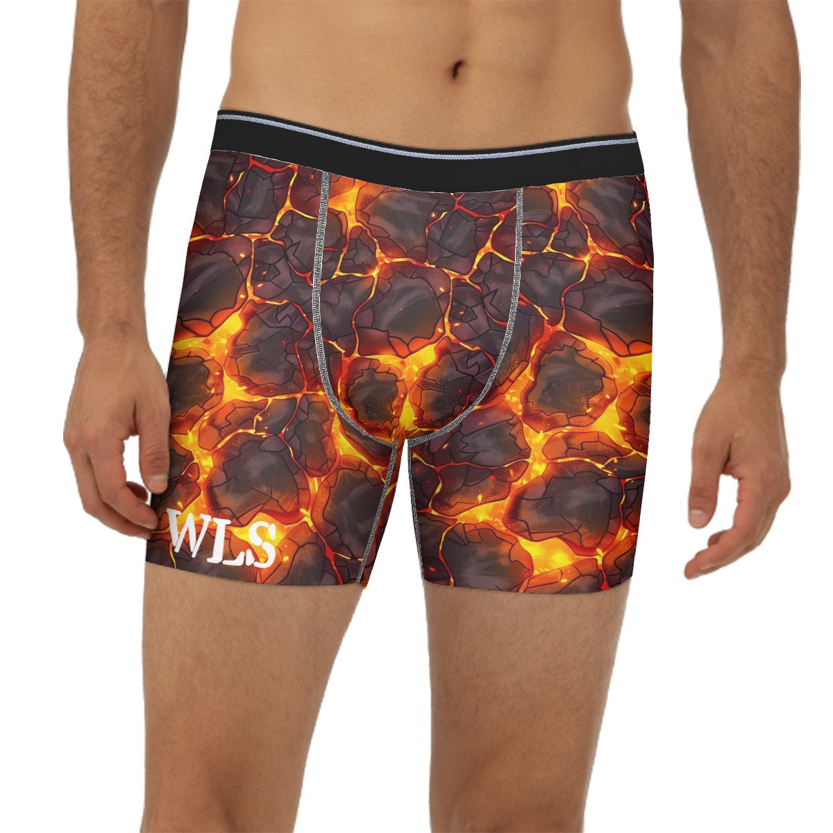 Extended Men's Boxer Briefs-Lava Pattern