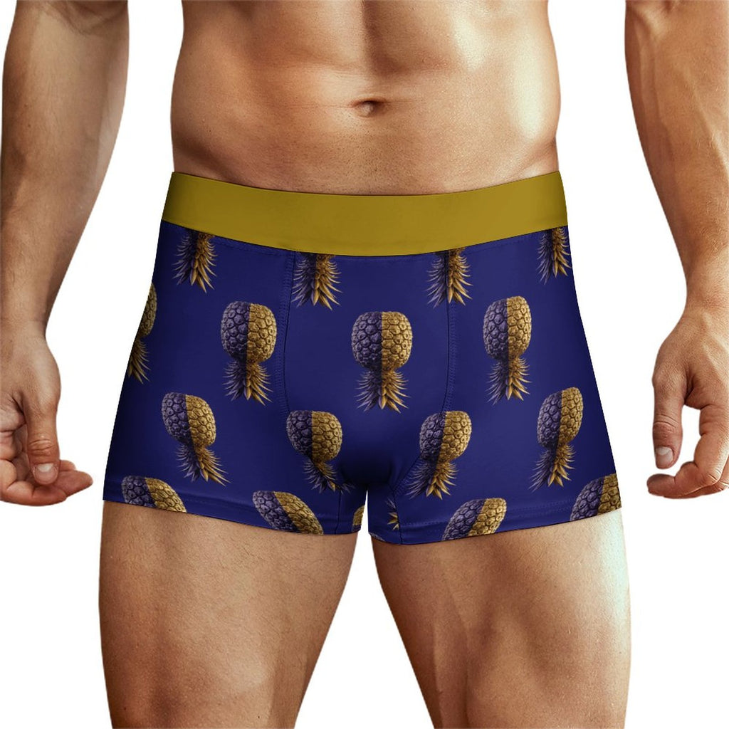 Football Purple & Gold Pineapple Ice Silk Men Cooling Boxer Shorts
