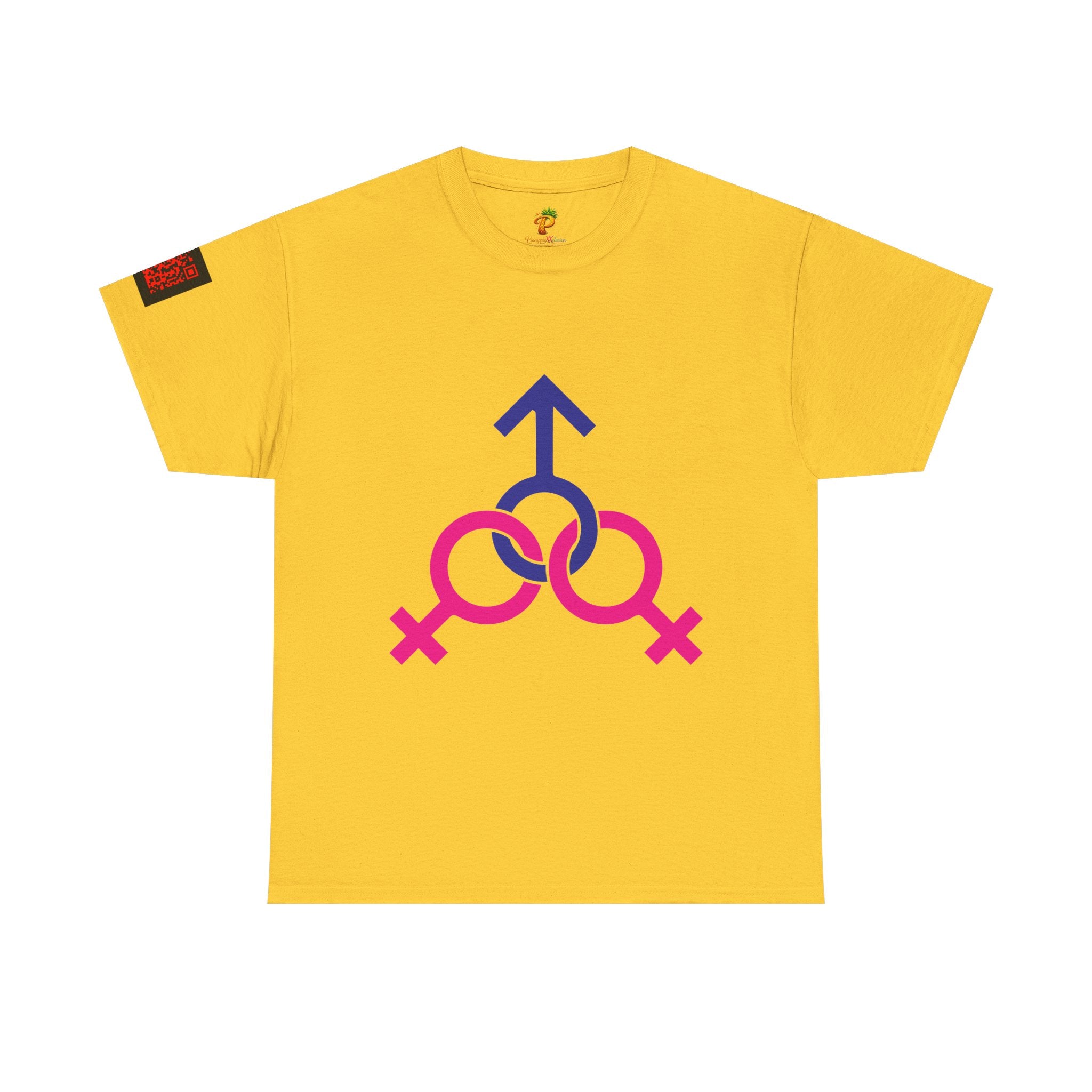Female, Female & Male (Threesome) Symbol Tee — Gender Icons Graphic T-Shirt