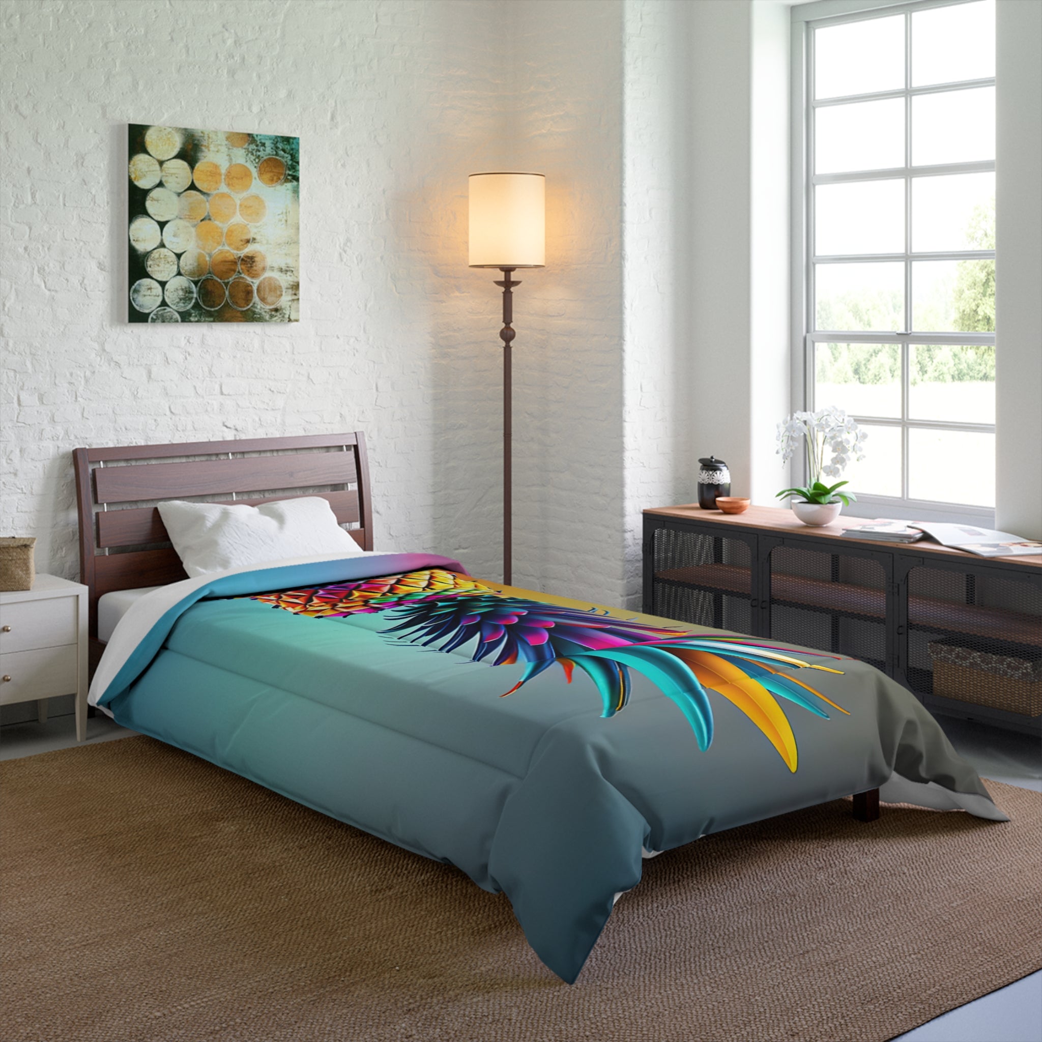 Vibrant Pineapple Comforter - Colorful Tropical Bedding for Summer Vibes