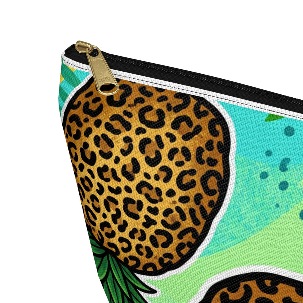 Upside-Down Pineapple Leopard Print Accessory Pouch | T-Bottom Makeup & Travel Organizer Bag