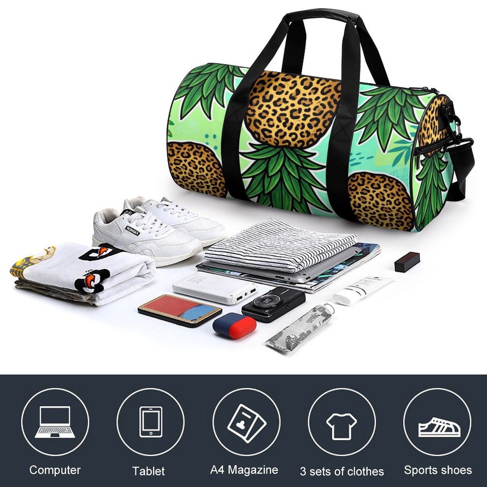 Upside Down Pineapple Cylindrical Gym Bag