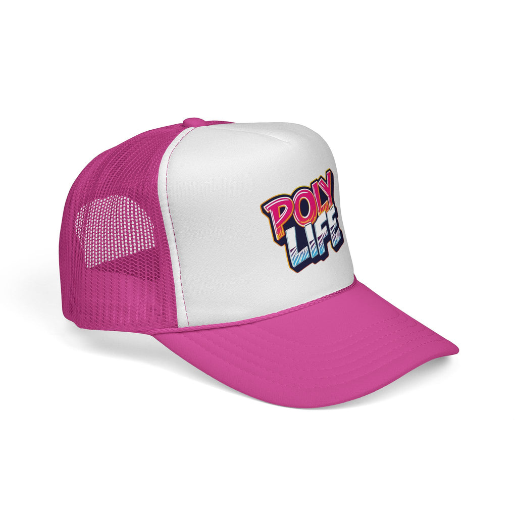 Poly Life Trucker Cap — Retro Surf Logo Mesh Hat