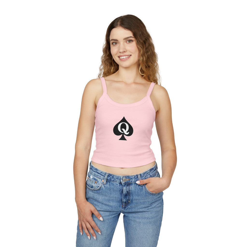 Queen of Spades Spaghetti Strap Tank Top — Women's Crop