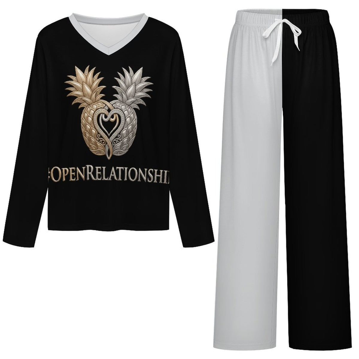 #OPENRELATIONSHIP V-Neck Pajama Set