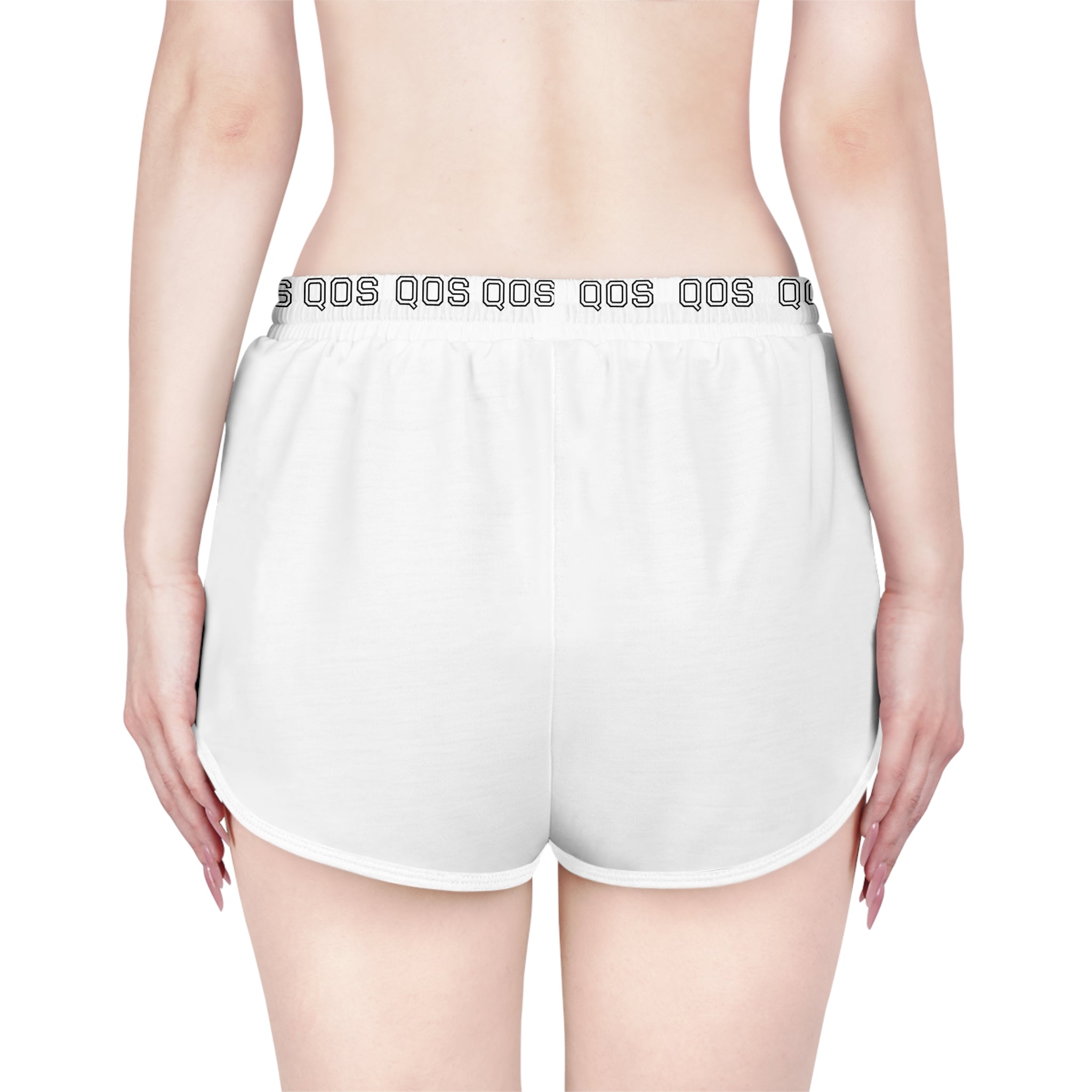 Queen of Spades Athletic Relaxed Shorts — White Lounge Shorts with Q Logo