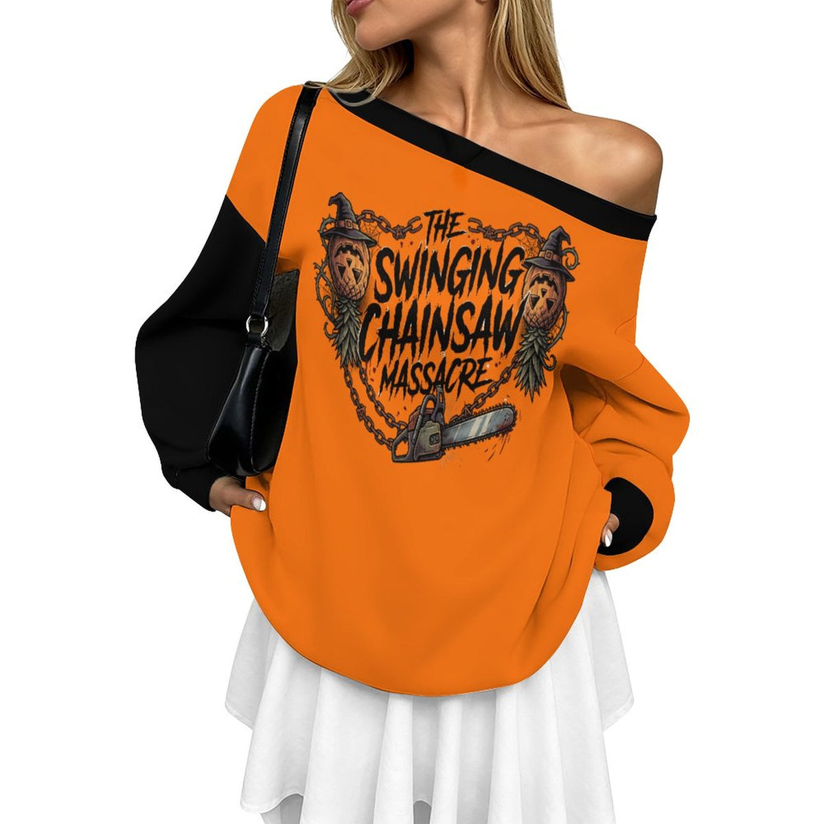 The Swinging Chainsaw Massacre Off Shoulder Hoodie