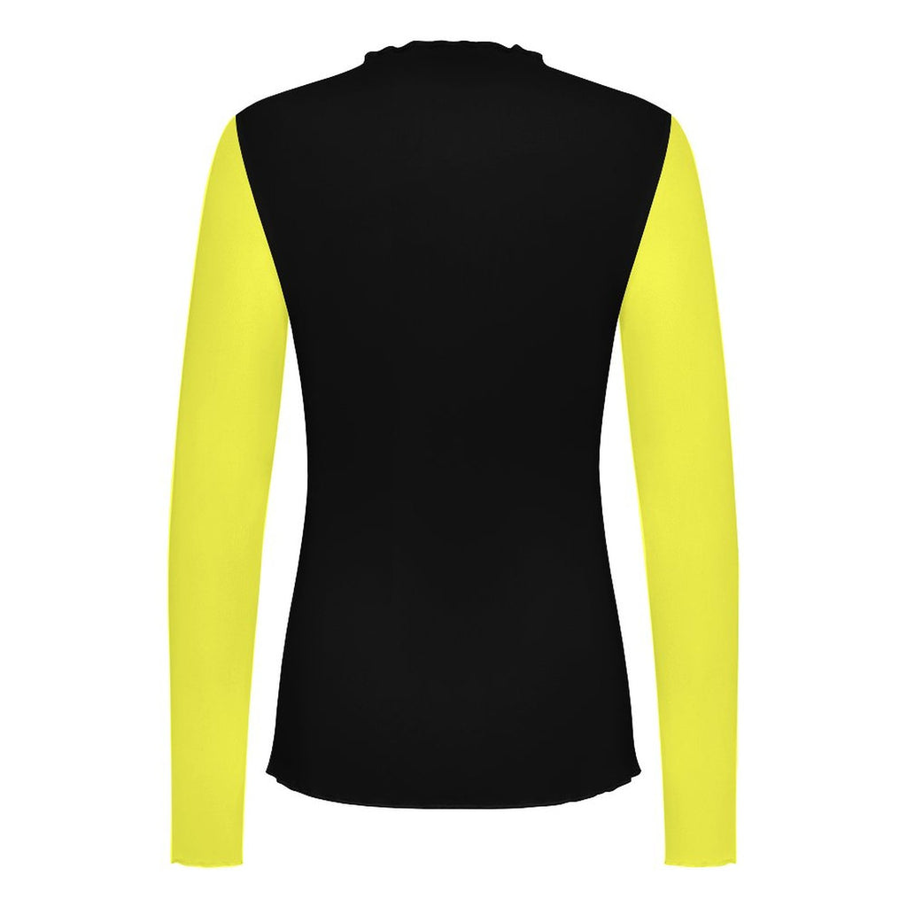 Pineapple Football High Neck Mesh Top For Women