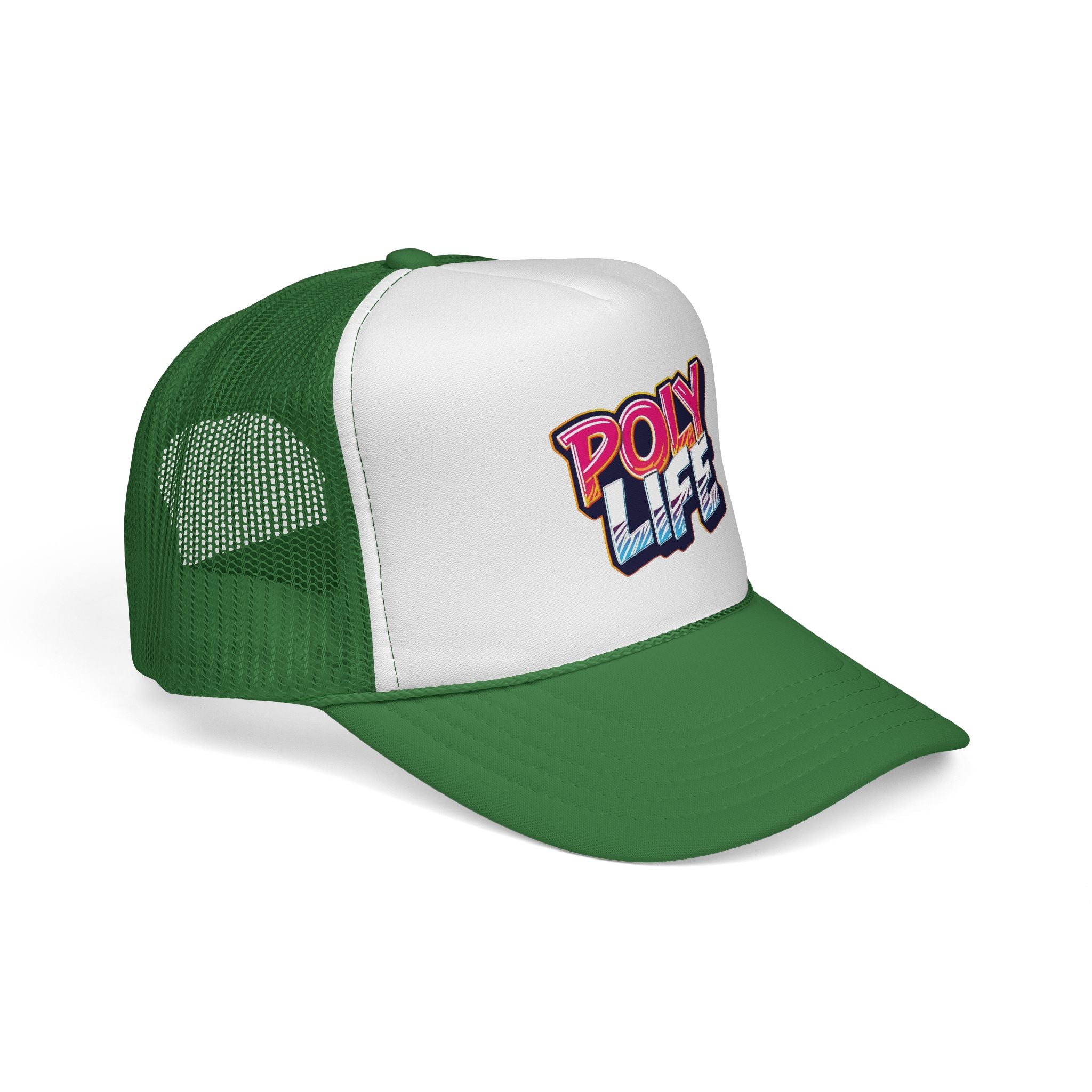 Poly Life Trucker Cap — Retro Surf Logo Mesh Hat