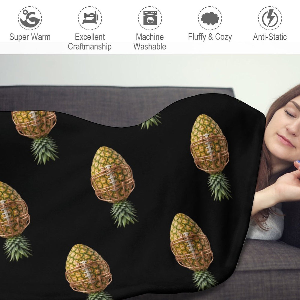 Pineapple Football Circular Blanket