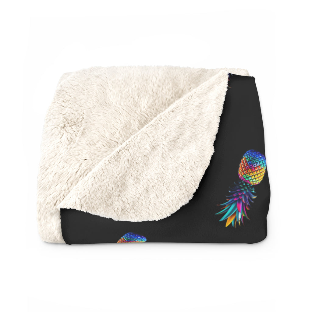 Colorful Pineapple Sherpa Fleece Blanket