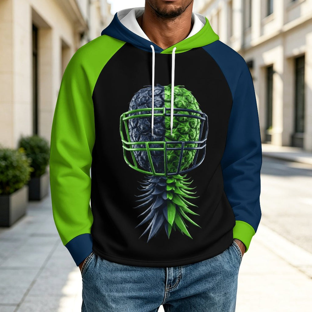 Neon Green & Navy Raglan Sleeve Hoodie