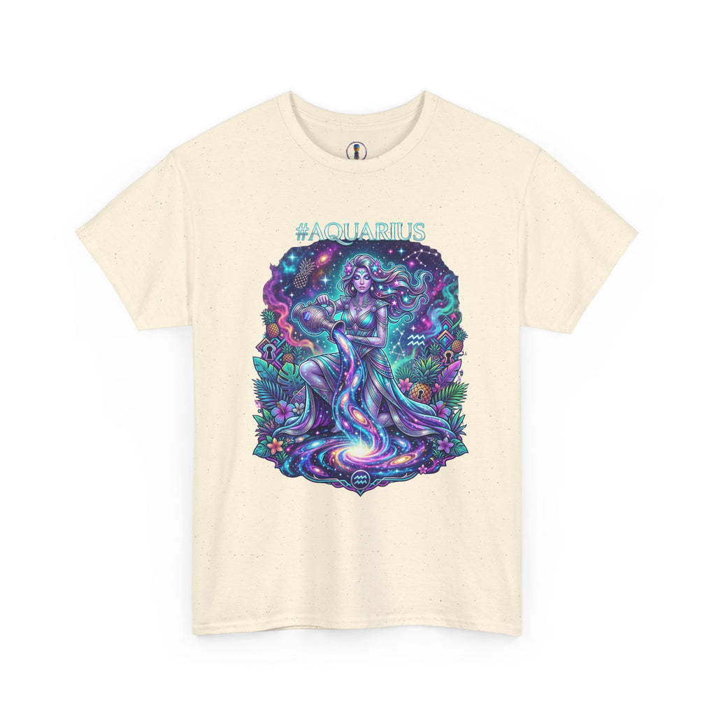 #AQUARIUS Unisex T-Shirt | Soft Lightweight 100% Combed Ring-Spun Cotton Tee with Cosmic Art Print